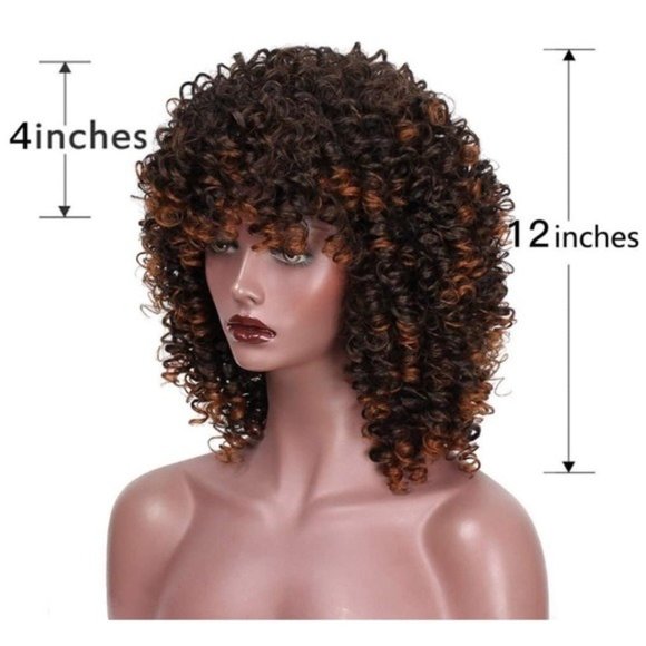 Kinky Curly Wig With Bangs - Picture 3 of 5